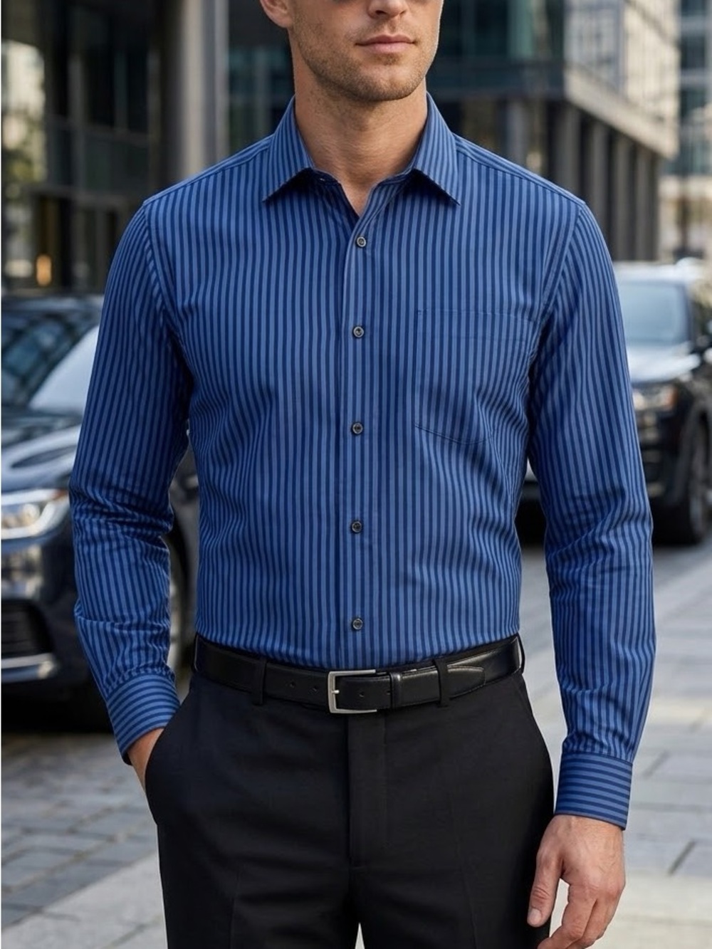 Thomas Pink Blue Striped men’s Dress Shirt 17inch 43cm   -
